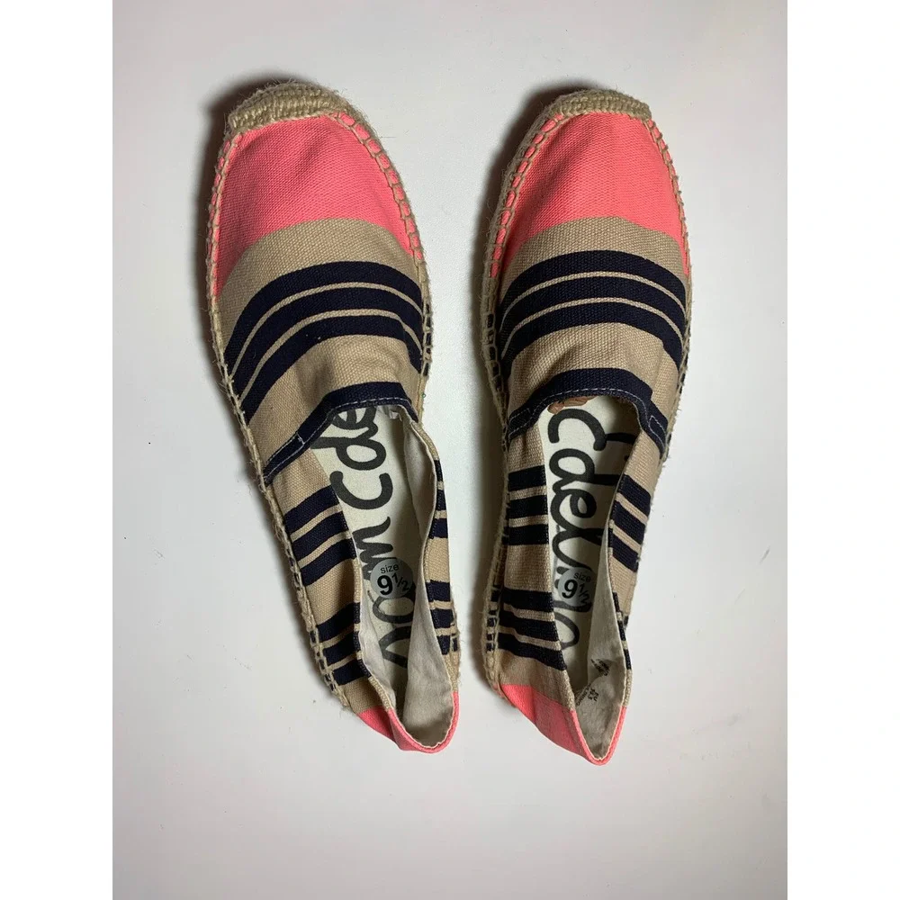 Sam Edelman Verona Stripe Espadrilles Flats Pink Navy Casual Shoes Size 9.5 M
